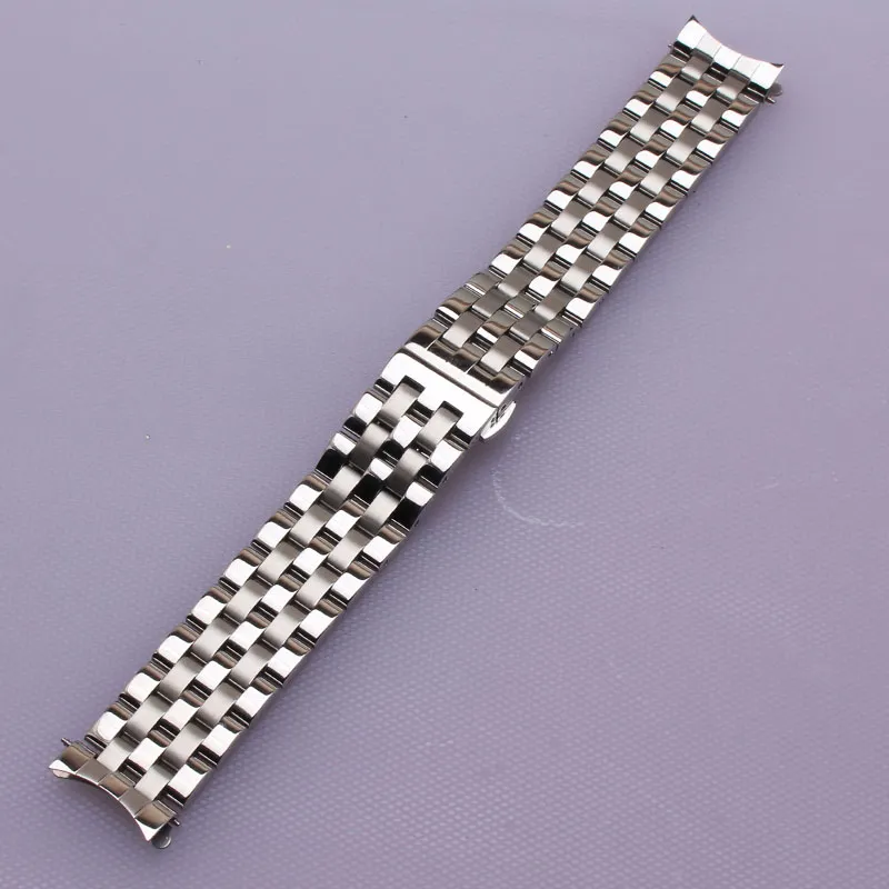 16mm 18mm 20mm 22mm 24mm högkvalitativ silver depolyMent Watchband Black Metal Watch Bands Armband Common Curved End Flat Ends Fo3361