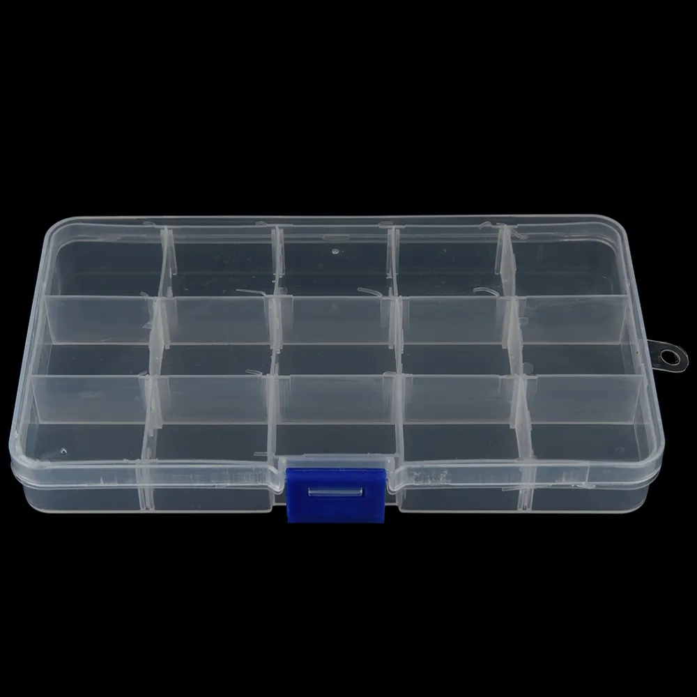 Convenient Fishing Lure Tool Case Tackle Boxs Plastic Clear Fishing Track Box With 15 Compartments Whole232c