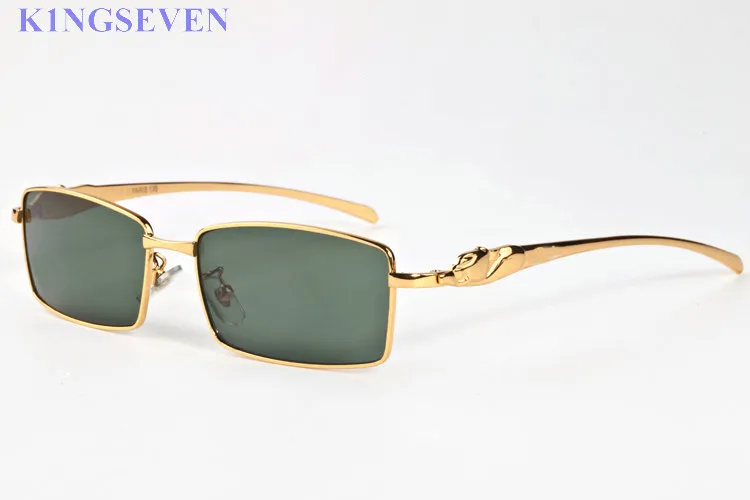 최고 Qulaity Fashion Sunglasses 남성 여성 Rimless Buffalo Horn 안경 Red Box Case Green Clear Lenses Gold Oculos Gafas Lunet226Q