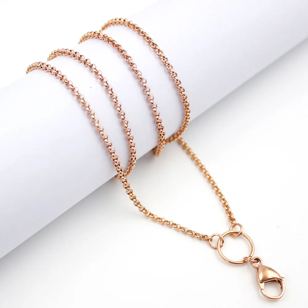 Whole-Panpan 32インチステンレス鋼Rolo Rolo Chain Floating Locket Chains Necklace Chain1211e