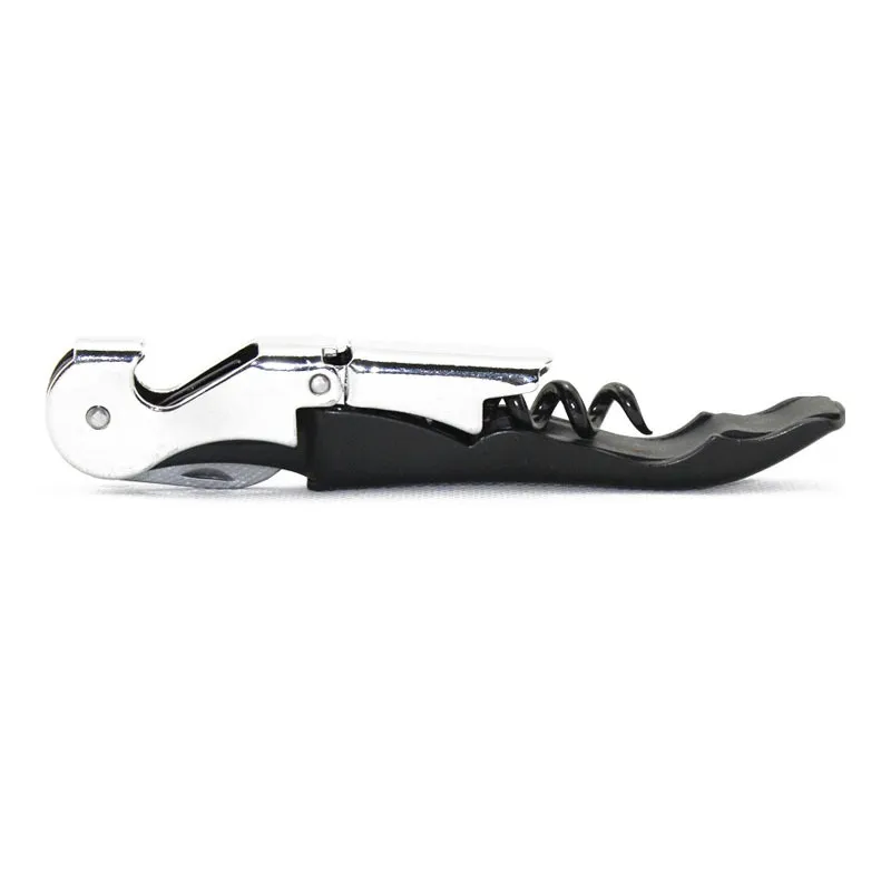 Professional Folded Wine Bottle Cap Opener Corkscrew Stainless Steel Metal With Plastic Handle High Quality