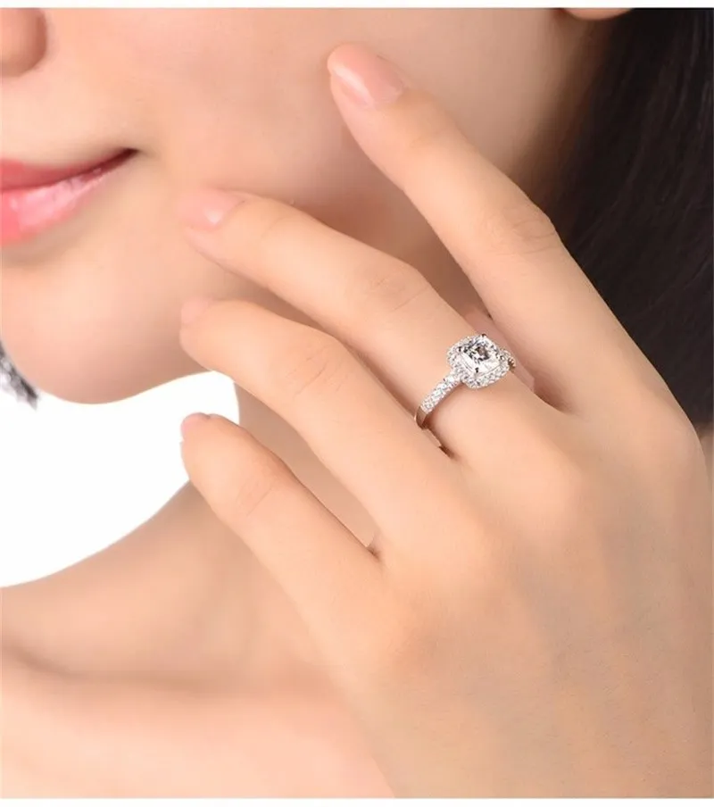 Yhamni Real 100 ٪ 925 Sterling Silver Rings بالكامل ترصيع 3 قيراط Sona محاكاة CZ خواتم الزفاف للنساء RH0022429