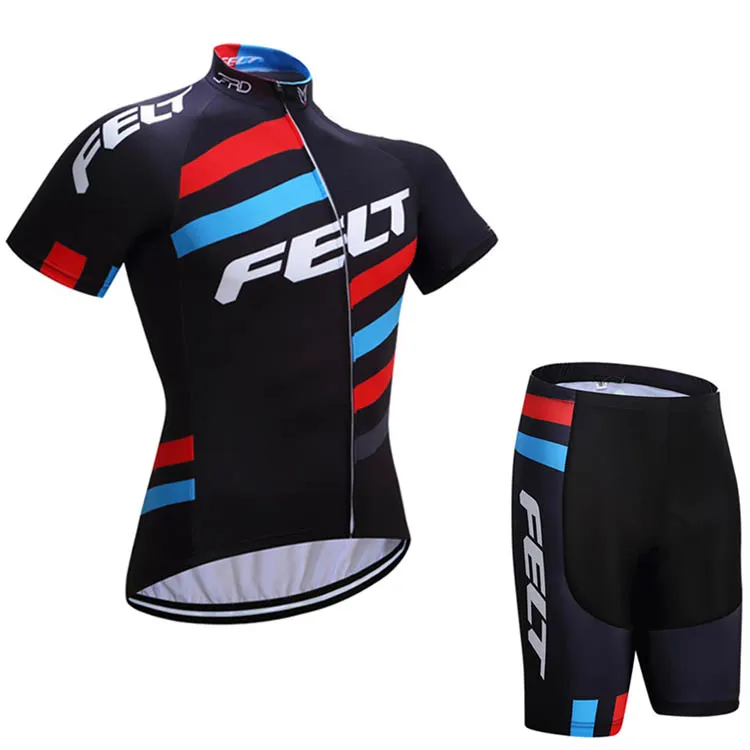 FELT équipe maillot de cyclisme costume manches courtes chemise cuissard à bretelles ensembles hommes été respirant vêtements de vélo de montagne porter 3D gel pad H1254c