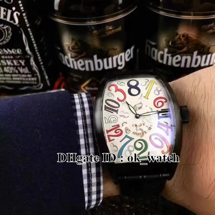 Nowy PVD czarna stalowa obudowa zegarek szalone godziny 8880 CH Col Drm White Dial Automatyczne męskie zegarek Gents Sport zegarki skórzane paski209d