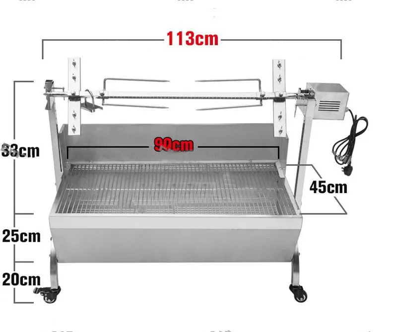 90 cm commerciale IOG rôtissoire barbecue grilles poulet porc rôtissoire rôtissoire en acier inoxydable moteur de torréfaction LLFA238L