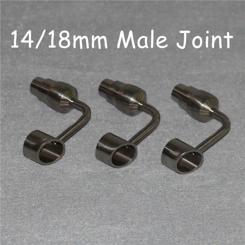 90° Bucket Domeless bar Titanium Nails 10mm 14mm 18mm Male Female Gr2 Titanium Nail Dabber Tool for Oil Rigs Glass Bong silicone n206M