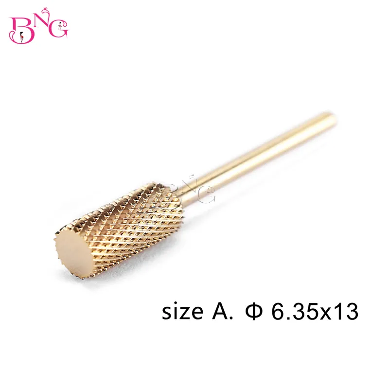 Different Size Granding Nail Drill Bits Golden Steel Carbide Material Manicure Pedicure Nail Drills