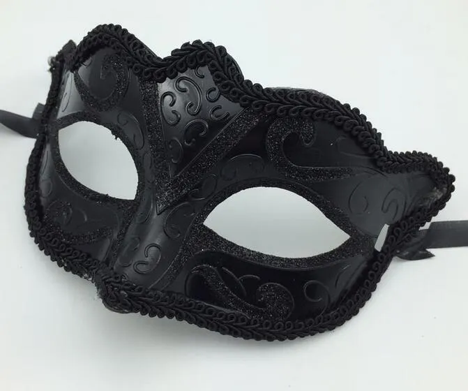 Black Venice Masks Masquerade Party Mask Christmas Gift Mardi Gras Man Costume Sexig spets fransad Gilter Woman Dance Mask G5632746