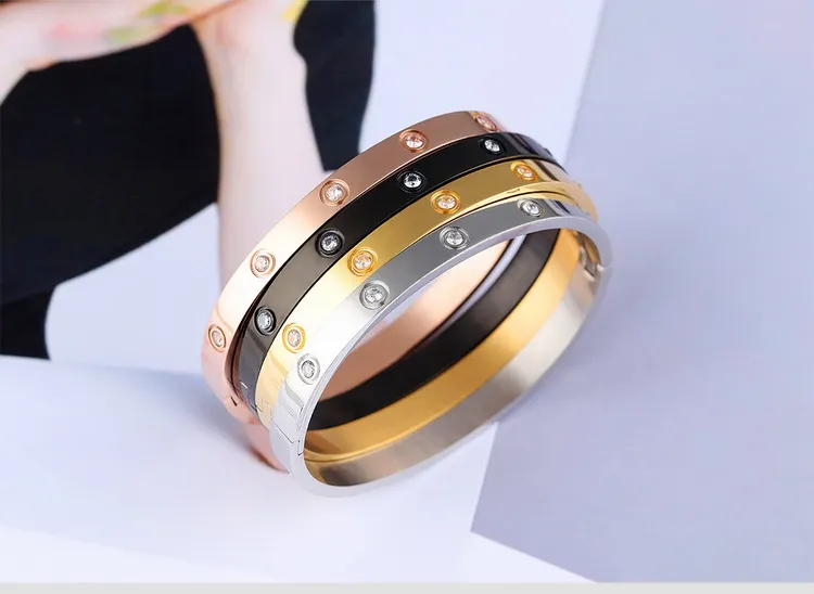 échantillon gratuit * Top marques de qualité nouveaux bangle zircon bijoux de corps de bracelets hommes bracelet en acier inoxydable des femmes en or rose bracelets