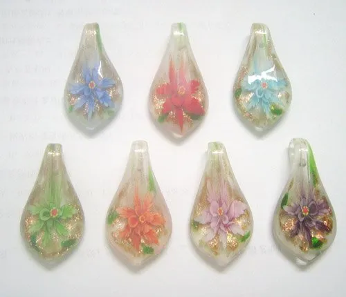 / multicolore murano pendentifs en verre pour bricolage artisanat bijoux de mode cadeau mélange couleurs PG9235R