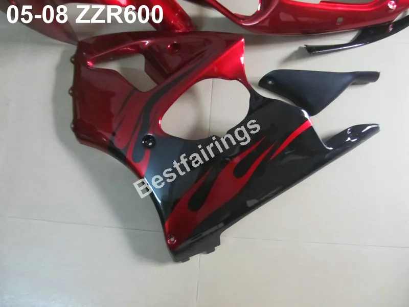 Personalizza kit carena carrozzeria Kawasaki Ninja ZZR600 05 06 07 08 carena stampaggio nero rosso vino set ZZX600 2005-2008 ZV19