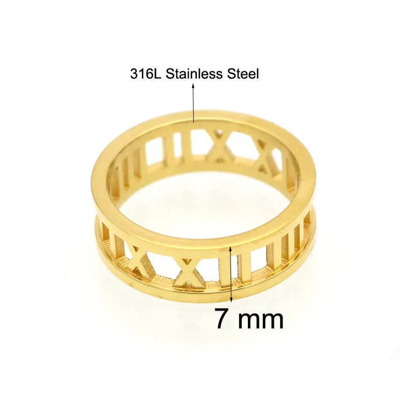 2017 Roman gold Love brand 316L Titanium steel jewelry wholesale Heart Love Rings for woman wedding ring jewelry gold/silver/rose color 7MM