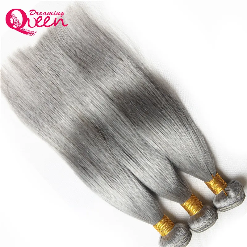 Grey Straight Human Hair Ombre Brazilian Virgin Human Hair Weave Gray Color Ombre Hair Extensions 3 Bundles Ombre Weave 