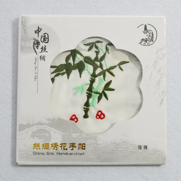 Einzigartiges Weiß gesticktes Silk Taschentuch-erwachsenes Frauen-kleines quadratisches Tuch chinesisches ethnisches Handwerks-Geschenk / geben Verschiffen frei