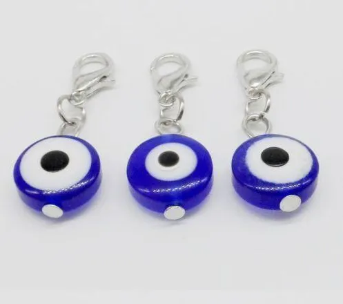 200 pièces, breloques mauvais œil bleu turc, fermoir à homard, breloques pendantes pour la fabrication de bijoux 32x11mm303E
