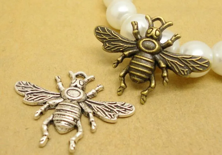 Items/ aleación abeja bronce o plata plateada encantos colgante joyería apta DIY 25 24MM2602