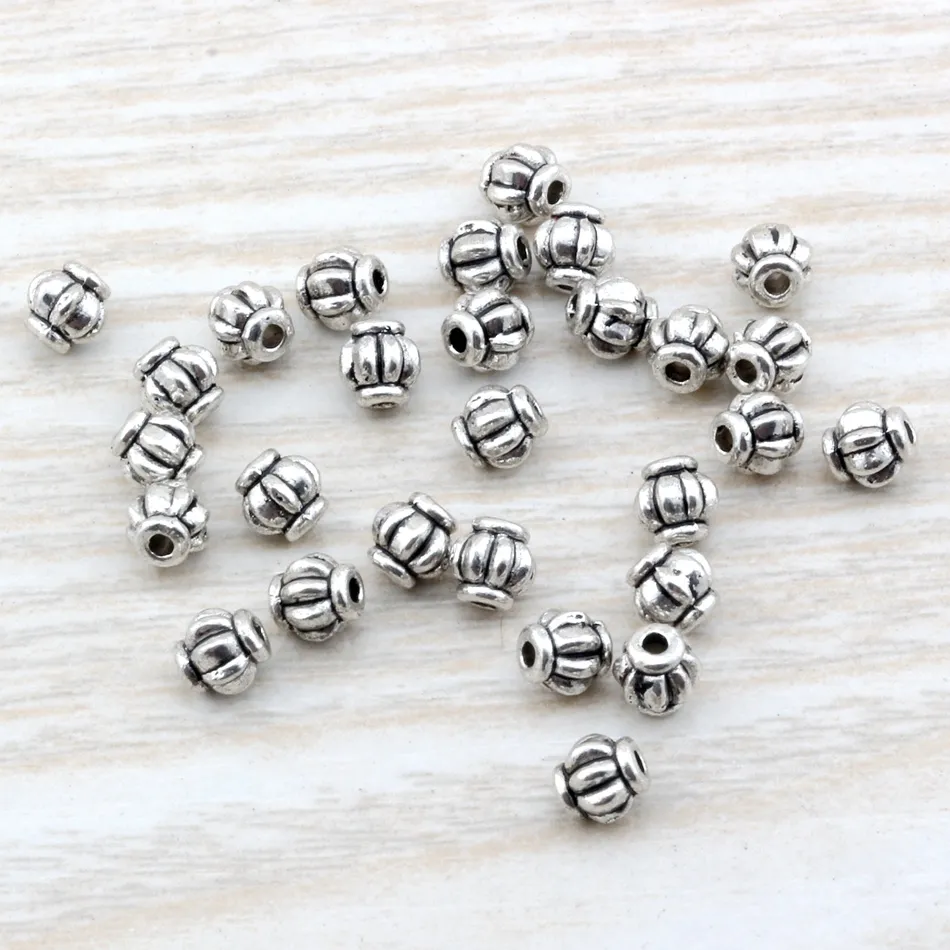 500 Stücke Antik Silber Legierung Laterne Spacer Perle 4mm Für Schmuck Machen Armband Halskette DIY Zubehör D2208r