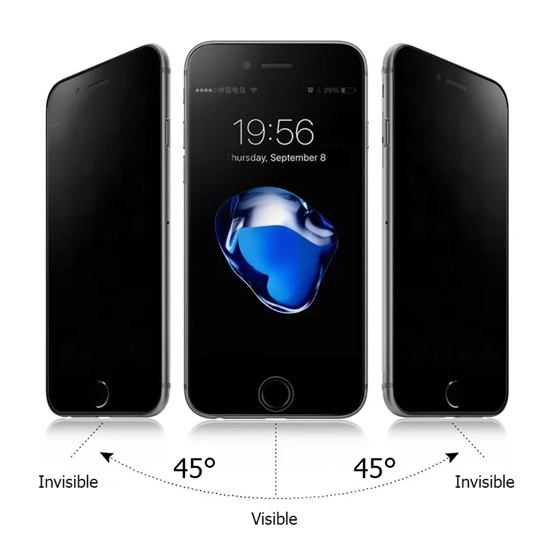 Para iphone XS XR XS MAX 6 7 8 6 plus 7 plus 8P 5 5S SE 9H Vidrio templado de privacidad Protector de pantalla anti espía / Simple opp