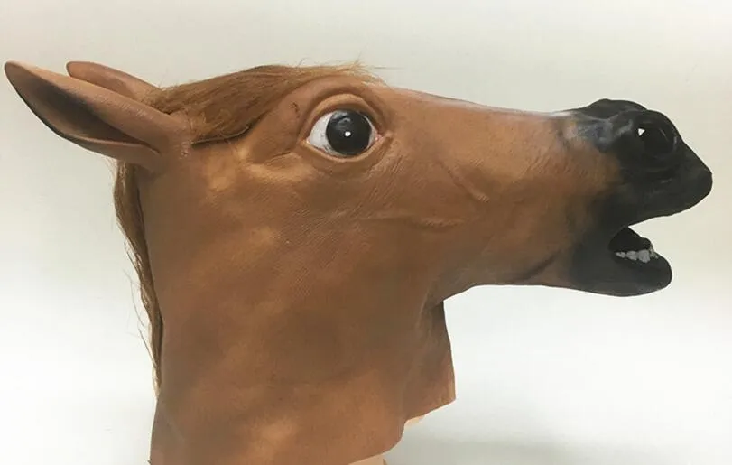 2017 New Creepy Horse Mask Head Halloween Costume Theatre Prop Novely Latex Rubber 315p