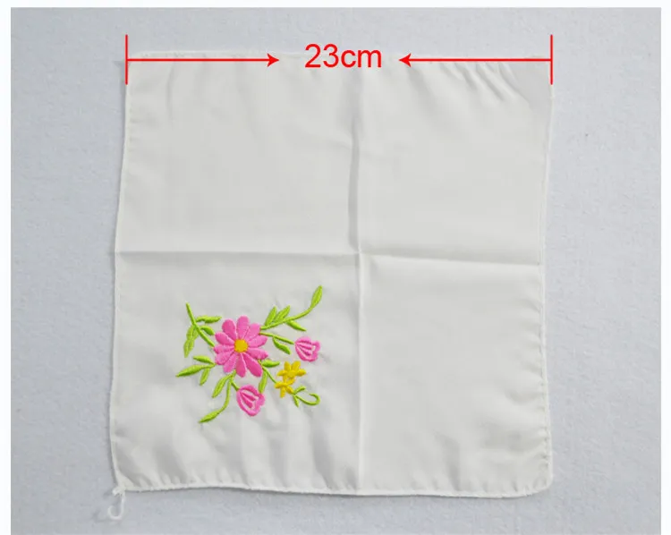 Pañuelo de seda blanco único bordado mujeres adultas pequeña toalla cuadrada artesanías étnicas chinas regalo 10 unids / lote envío gratis