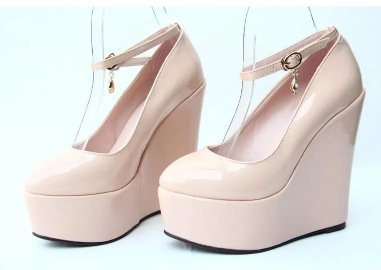6 couleurs de bonbons chaussures mariée femmes, bracelet cheville 5.5CM haut coins plate-forme chaussures à talons