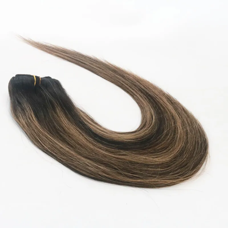 Balayage Color T1B/6 Best Selling Virgin Hair Straight Human Hair Clip in Hair Extension 100G Bundle