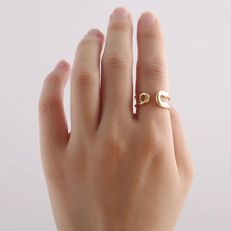 Whole Funny Big Safety Pin Ring Adjustable Rings Gold Silver Rose Gold Plated Simple Jewelry For Women EFR080247t