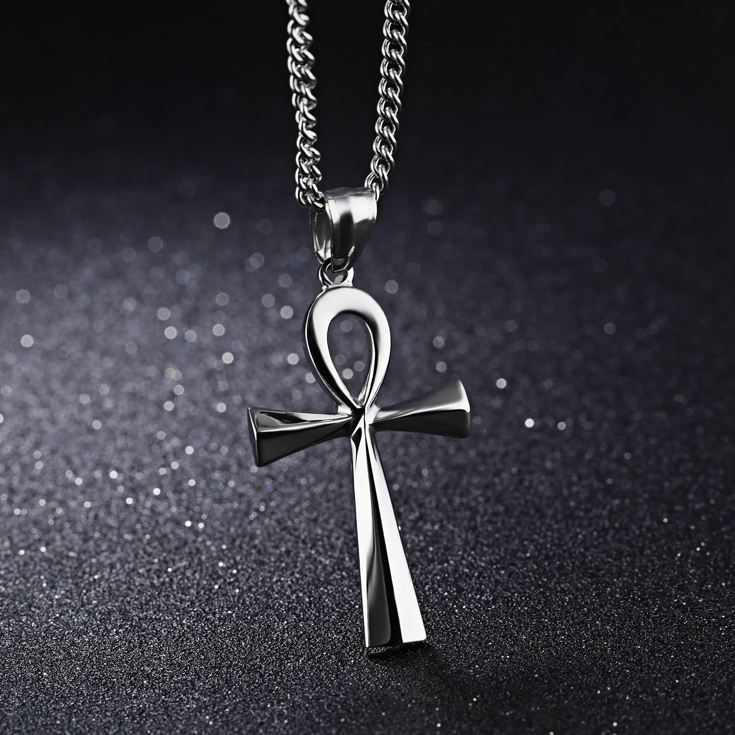 25x43mm Hieroglyph Jewelry Meaning Life Egyptian Ankh Pendants Necklace in Stainless Steel - Silver Gold Black278R
