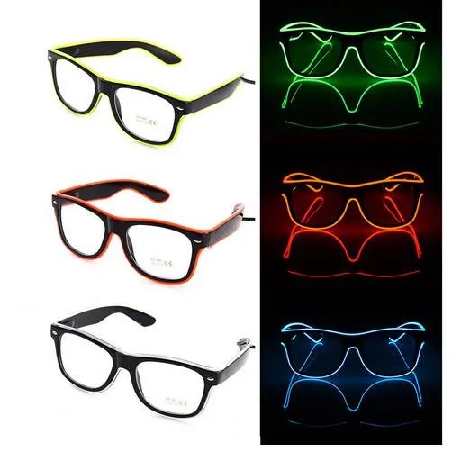 Flashing EL Wire Led Glasses Luminous Party Decorative Lighting Classic Gift Bright LED Light Up Party Sunglasses lot294S