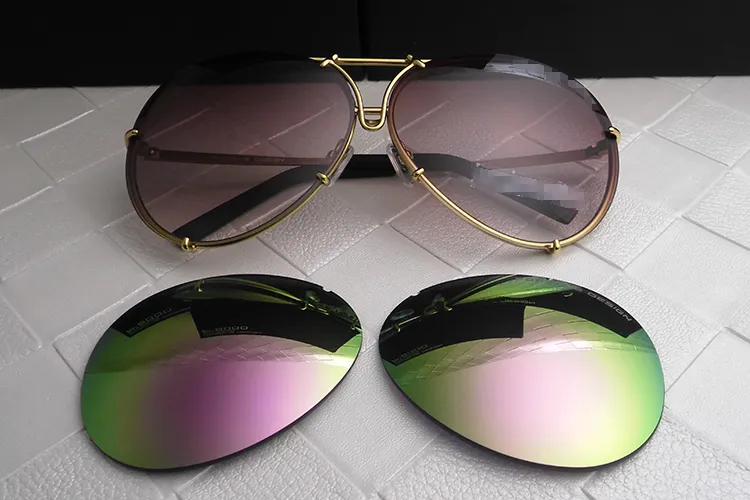 Брендовые дизайнерские очки для мужчин и женщин, модные P8478, крутые летние стильные поляризационные очки, солнцезащитные очки, солнцезащитные очки, 2 комплекта линз 8478 with2814