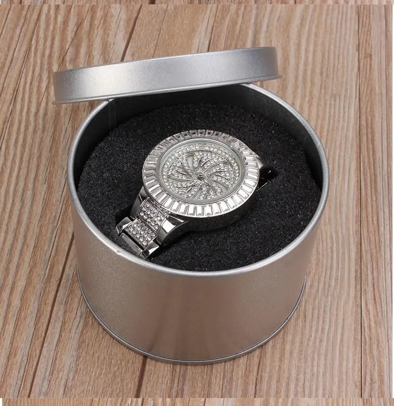 Vetrina esposizione di gioielli in metallo rotondo argento più basso con cuscino 3 54x2 36 Porta organizzatore orologi glitte2665