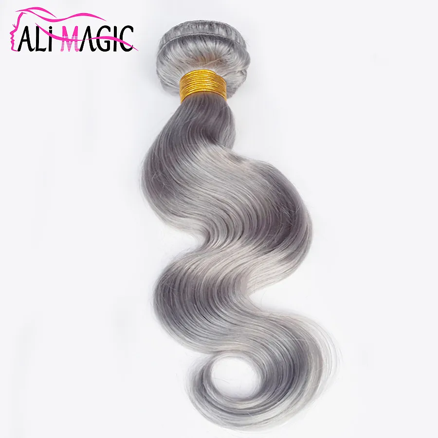 100% Brazilian Human Hair Weft Weaves 3 bundles Unprocessed Body Wave Gray Hair Weaves Sliver Grey Wavy Hair Weft Extensions