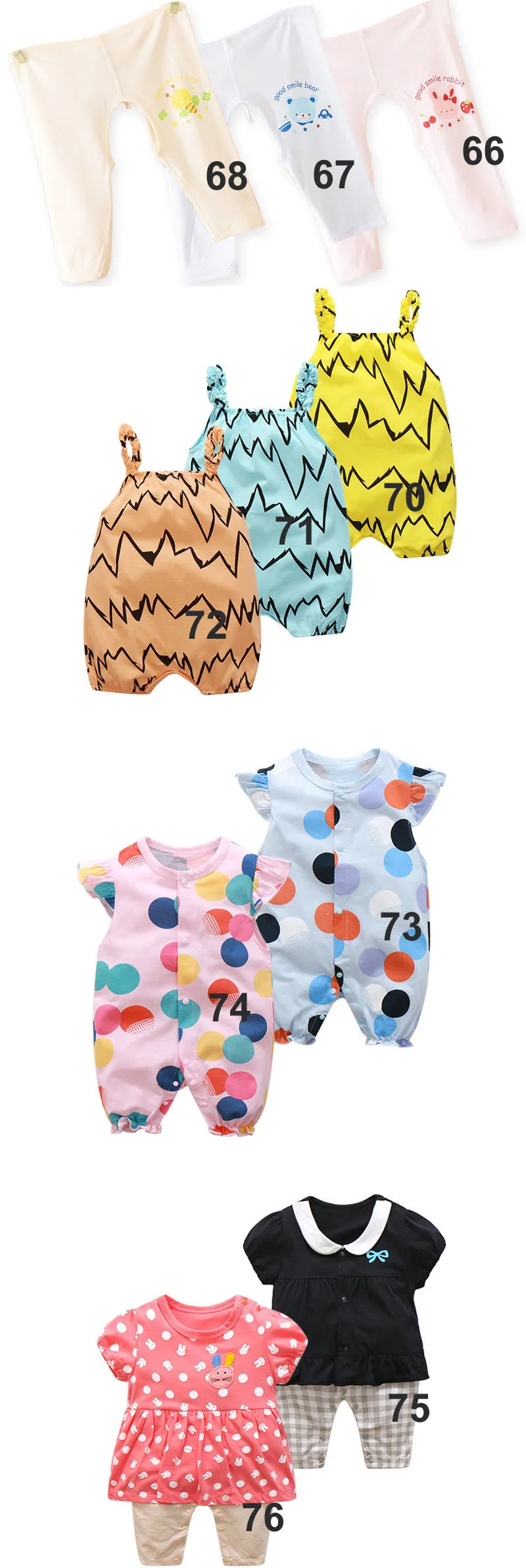 Sommar Baby Short Sleeve Kläder Jumpsuits 0-12 Månad Björn Romper Gratis