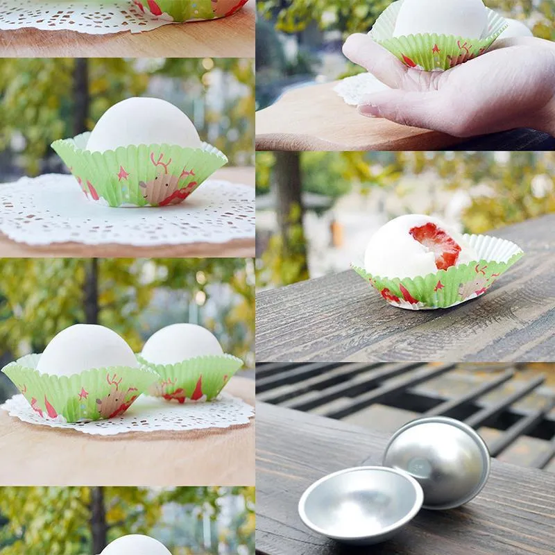 20 pièces ensemble 3D en alliage d'aluminium boule sphère bain bombe moule gâteau puddings Pan étain cuisson pâtisserie moule 3 taille 257B