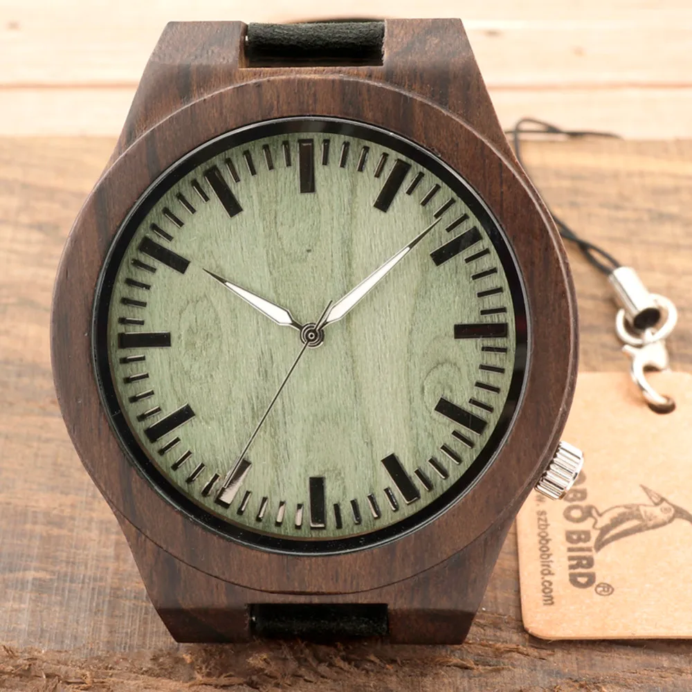 BOBO BIRD B14 – montre-bracelet Vintage en bois pour hommes, Style tendance, cadran vert, visage, cadeau pour amis, 1902