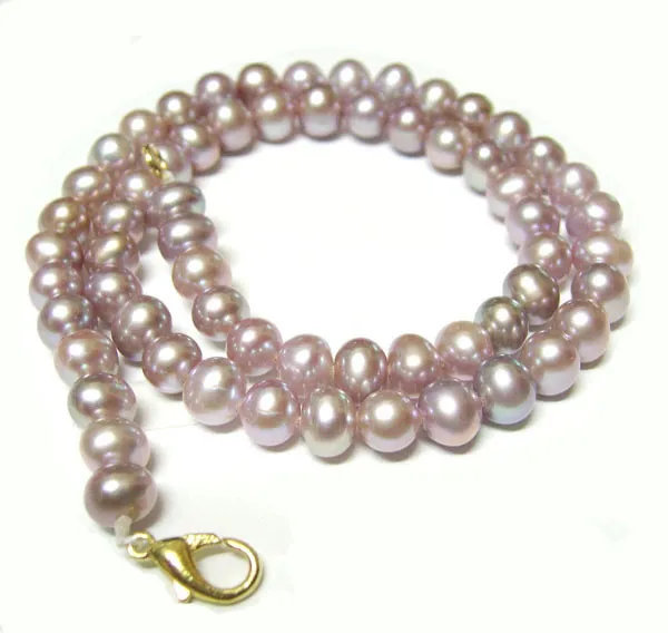 / violet rond eau douce perle collier collier de mode de homard pour bricolage bijoux cadeau 16inch P10