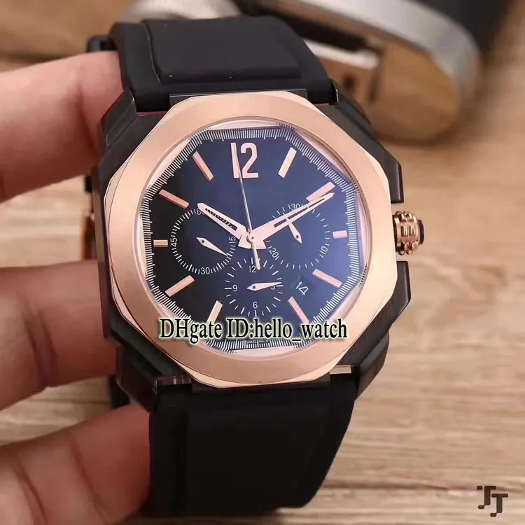 Cheap New OCTO Velocissimo 102115 BGOP41BGLDC Rose Gold Japan VK Quartz Chronograph Mens Watch Rubber Strap Cheap New Gents Watche278S