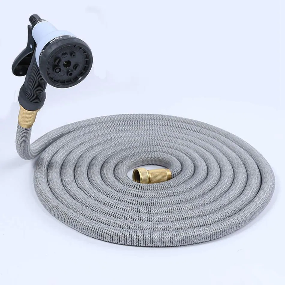 50FT Expandable Garden Watering Hose Flexible Pipe With Spray Nozzle Metal Connector Washing Car Pet Bath Hoses