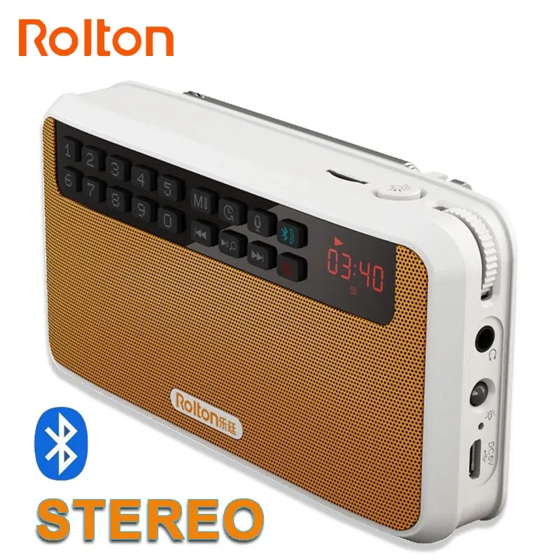 Newest Wholesale-Rolton E500 mini bluetooth speaker box, support bluetooth phone call/TF card/MP3/FM radio/earphones/LED light/record sounds