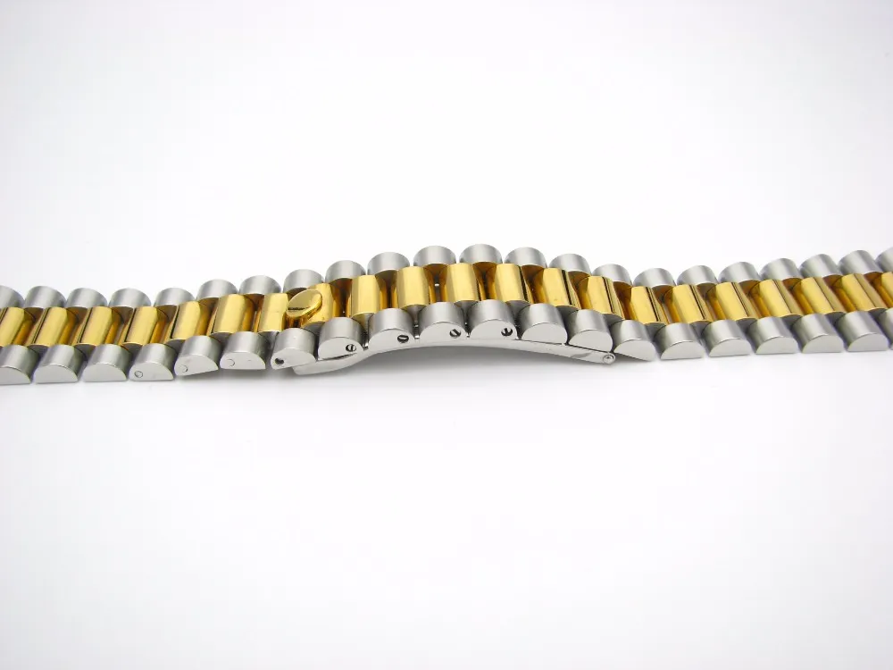 CARLYWET 20mm entier solide extrémité incurvée vis liens déploiement fermoir en acier inoxydable Bracelet de montre Bracelet Strap292P