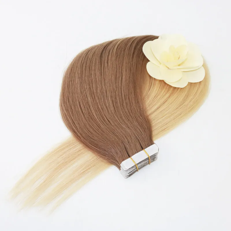Most Popular Double Drawn Thick Bottom 100% Ombre Human Hair Bundle Weave Tape In Hair Extentions
