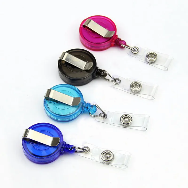 ID Holder Name Tag Card Key Badge Reels Round Solid Plastic Clip-On Retractable Pull Reel Wholesale Office Supplies