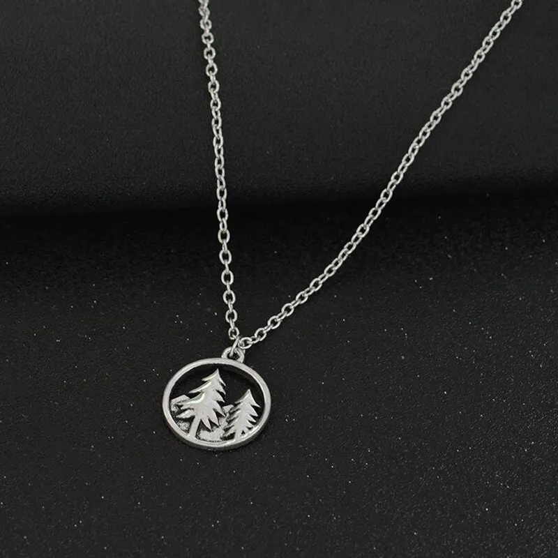 Everfast mode neige montagne forêt arbre de noël pendentif charme collier soeurs filles enfants famille cadeau 229258E