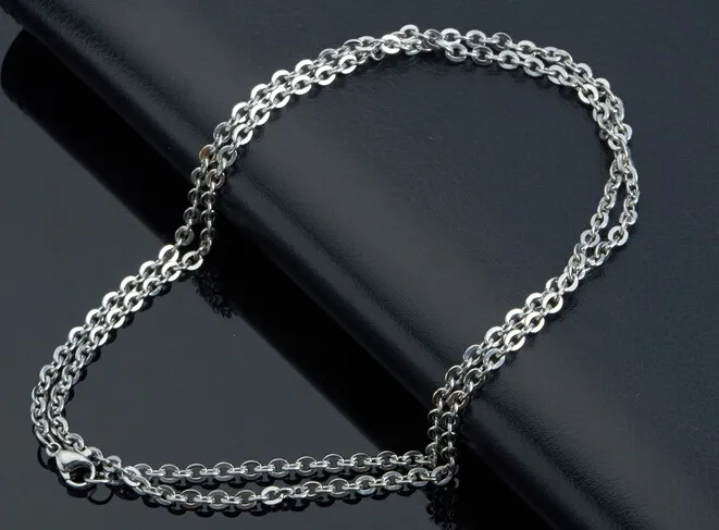 on whole stainless steel silver Tone 1 5mm 2mm 2 3mm Strong flat oval chain necklace women jewelry 18 inch -282890