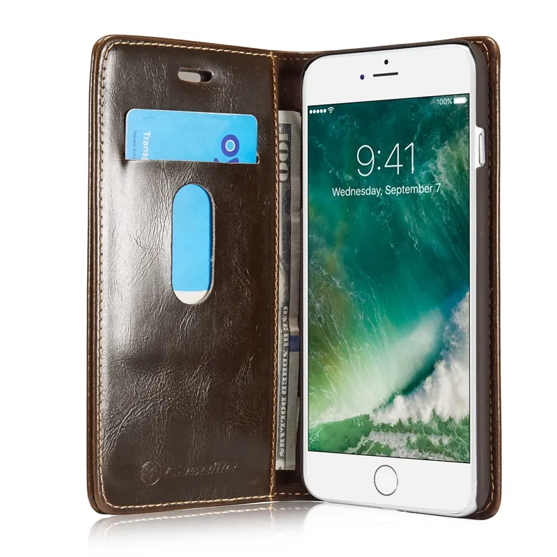 CaseMe R64 Rétro carte de portefeuille en cuir fente pour l'iPhone 11 Pro XS MAX XR X 7 6 Galaxy S20 S10 S10e Note 10 Case Holder Magnetic Flip Cover