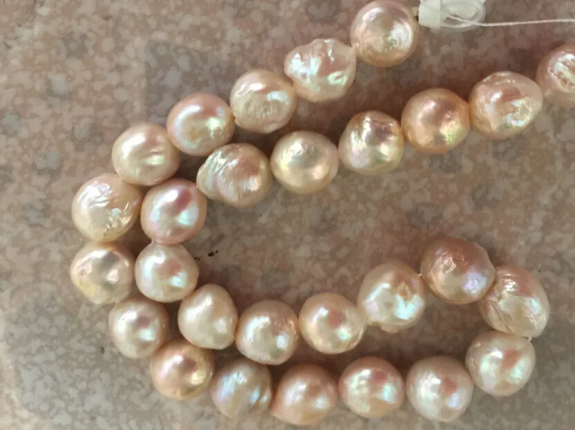 gioielleria di perle fini enorme 13-14mm del sud del mare ciliegia rosa perle collana 19inch 14k