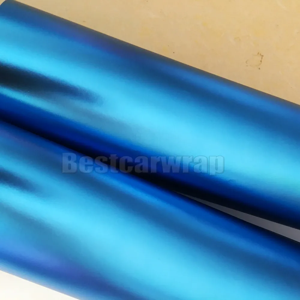 Titanium blue Satin Chrome Car Wrap Film Vinyls with air bubble Free For Luxury Vehicle Graphics CAST VINYL decals covering foil 1.52x20m