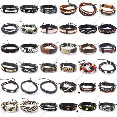 Bracelets en cuir de style mixte, de 10 pièces, pour bricolage, artisanat, bijoux à la mode, cadeau, 8 pouces, LB03250b
