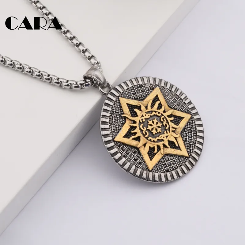 New Jewish Jewelry Magen Star of David Pendant Necklace 2 tone antique silver-color 316L Stainless Steel hip hop Israel Necklace CAGF0089