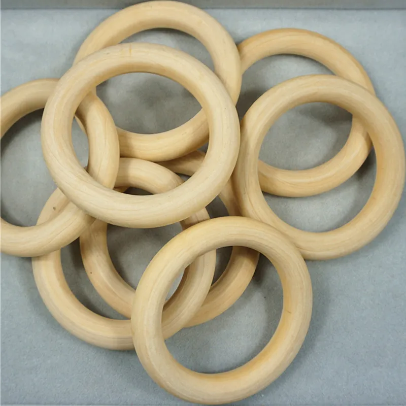 Natural Color Wood Teething Beads Wooden Ring Beads Baby Teether DIY Kids Jewelry Toss Games 15- 50mm154m